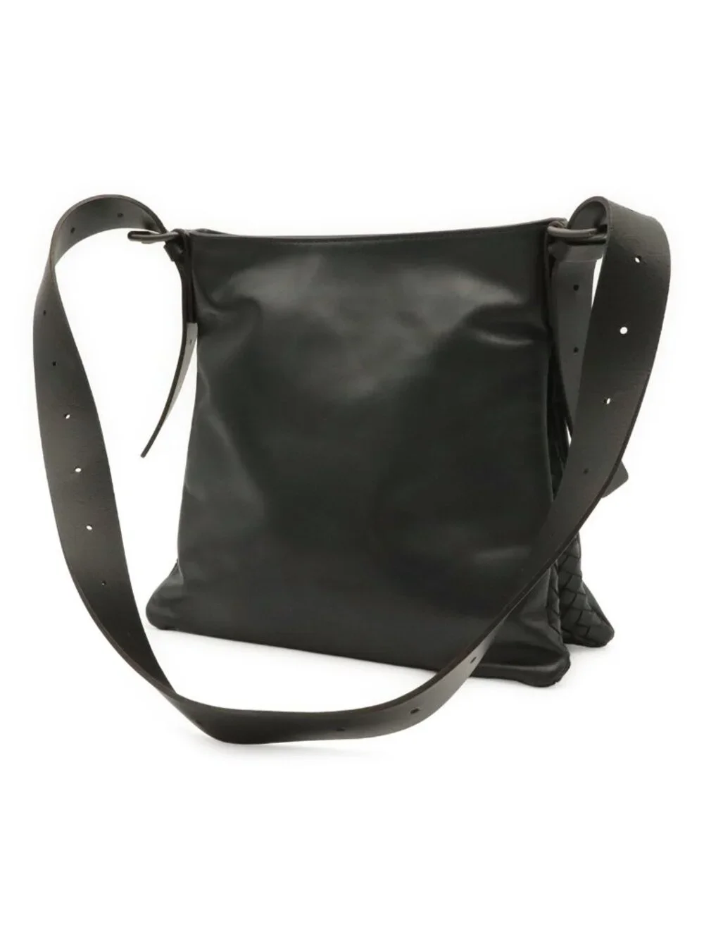 Bottega Veneta Intrecciato Shoulder Bag Crossbody Leather Black
